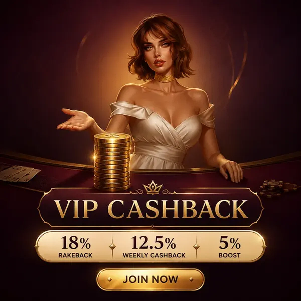 VIP-Cashback-Belohnungsstapel glänzt in der VIP Cashback Stack Willkommensbonushalle