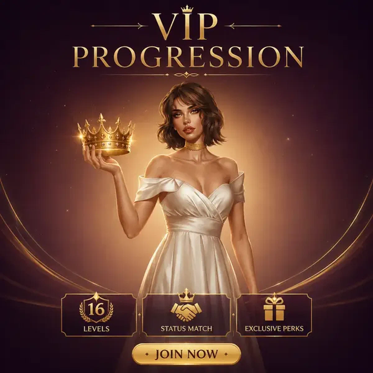 VIP-Spieler hält goldene Krone am VIP-Progression-Registrierungsportal