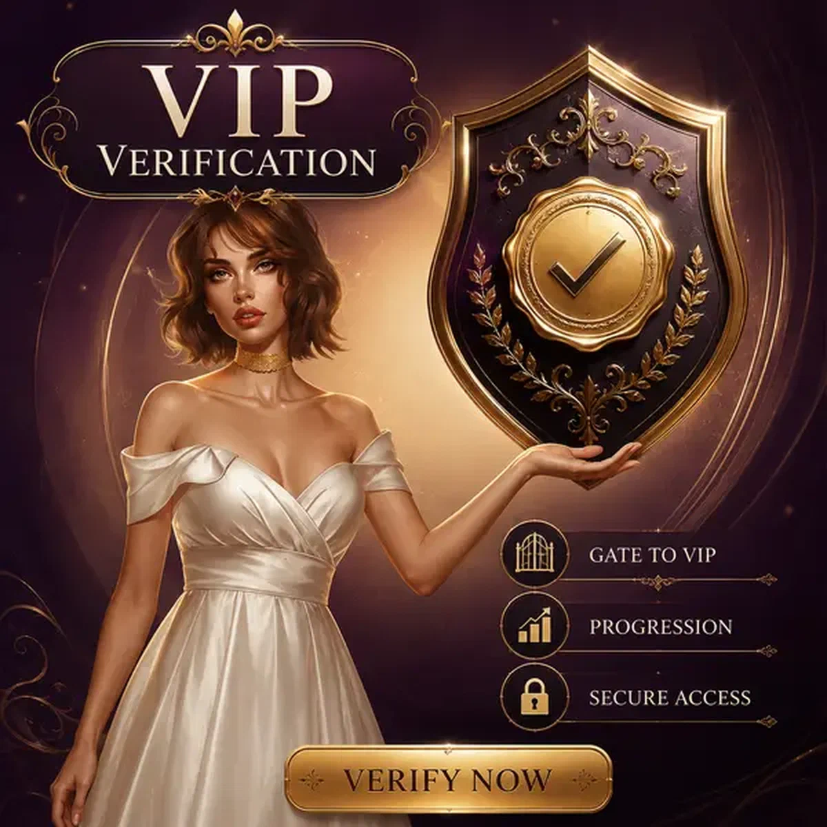 Spieler verifiziert Identität am eleganten Vipzino-Verifizierungsschalter mit goldenem Siegel